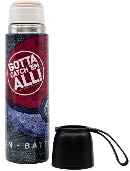 Nerezová termo láhev na pití Pokémon s hrníčkem - 495 ml