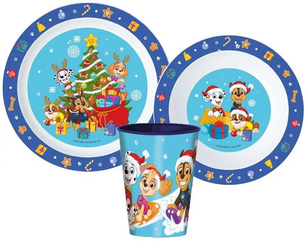 Dětská vánoční sada plastového nádobí pro děti Tlapková patrola - Paw Patrol - 3 díly