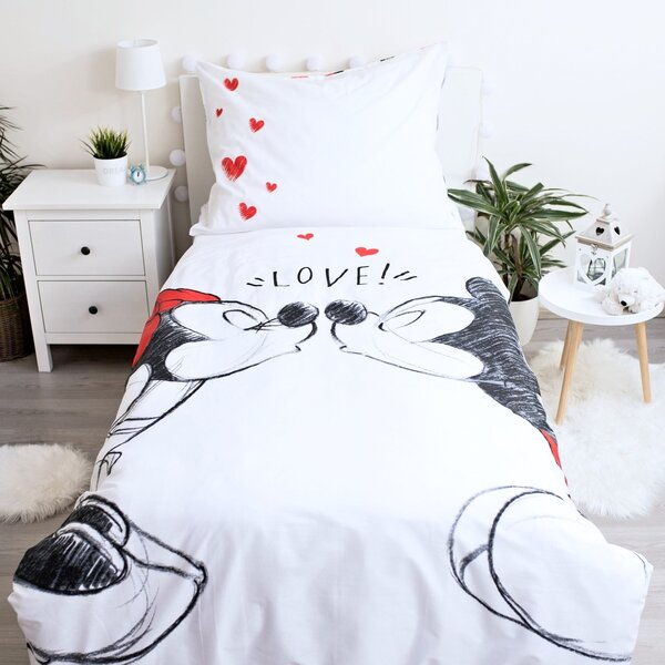 Bavlněné ložní povlečení Zamilovaní Minnie & Mickey Mouse - Disney - 100% bavlna - 70 x 90 cm + 140 x 200 cm