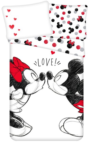 Bavlněné ložní povlečení Zamilovaní Minnie & Mickey Mouse - Disney - 100% bavlna - 70 x 90 cm + 140 x 200 cm