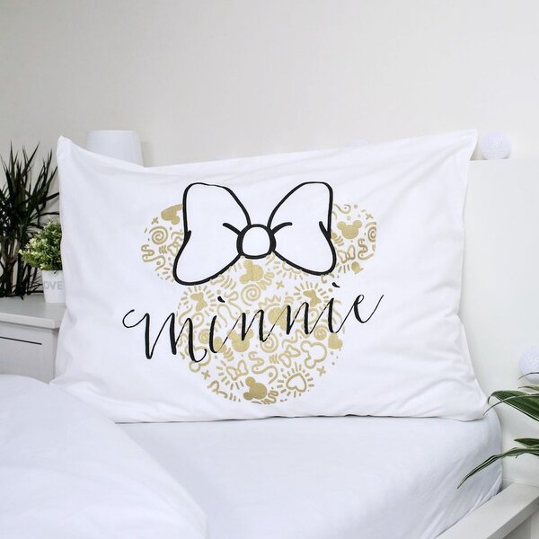 Bavlněné ložní povlečení Minnie Mouse se zlatým potiskem - 100% bavlna - 70 x 90 cm + 140 x 200 cm