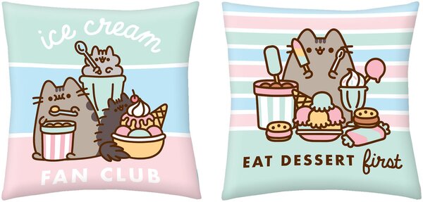 Oboustranný polštář kočička Pusheen - motiv Ice cream fan club - 40 x 40 cm