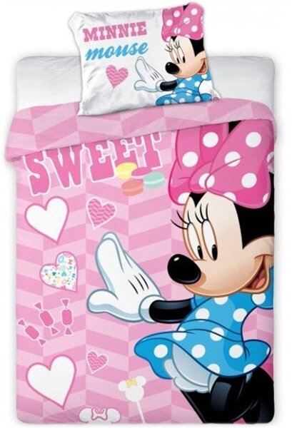 Povlečení do malé dětské postýlky Sweet Minnie Mouse - Disney - 100% bavlna - 100 x 135 cm + 40 x 60 cm