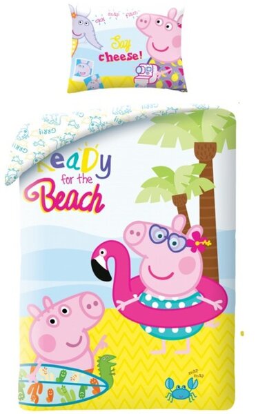 Bavlněné ložní povlečení Prasátko Peppa - motiv Ready for The Beach - 100% bavlna - 70 x 90 cm + 140 x 200 cm