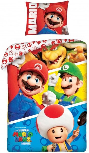 Bavlněné ložní povlečení The Super Mario Bros Movie - 100% bavlna - 70 x 90 cm + 140 x 200 cm