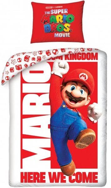 Ložní povlečení Super Mario - motiv Mushroom Kingdom, here we come! - 100% bavlna - 70 x 90 cm + 140 x 200 cm