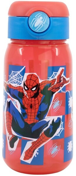 Plastová láhev na pití s brčkem a víčkem Spiderman - 510 ml