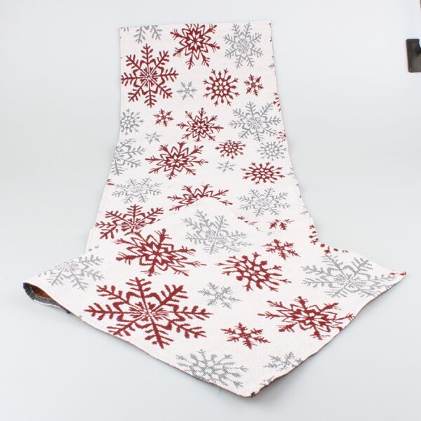 Štóla vánoční s vločkami červeno-bílá 33×140cm