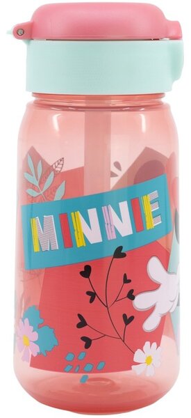 Plastová láhev na pití s brčkem a víčkem Minnie Mouse - 510 ml