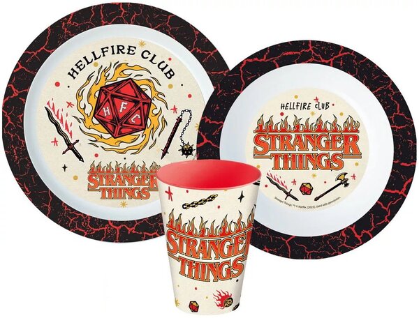 Sada plastového nádobí Stranger Things s kelímkem - 3 díly