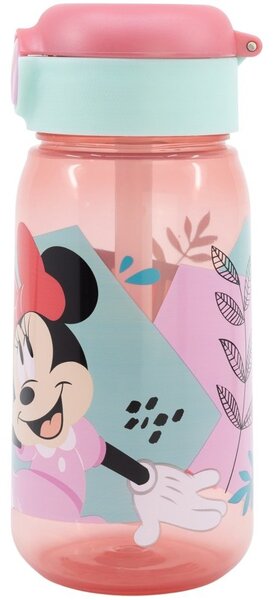 Plastová láhev na pití s brčkem a víčkem Minnie Mouse - 510 ml