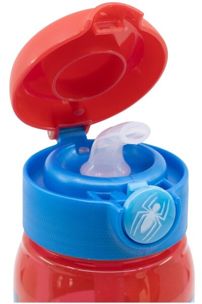 Plastová láhev na pití s brčkem a víčkem Spiderman - 510 ml