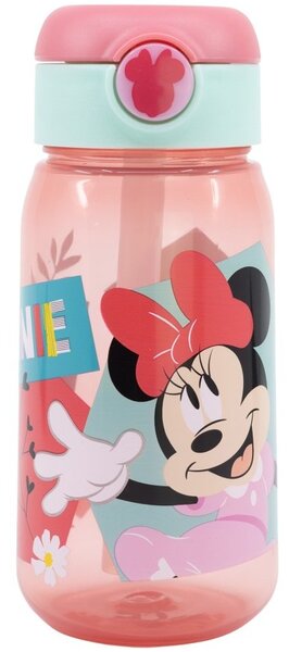 Plastová láhev na pití s brčkem a víčkem Minnie Mouse - 510 ml