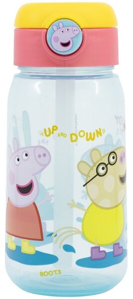 Plastová láhev na pití s brčkem a víčkem Prasátko Peppa - 510 ml