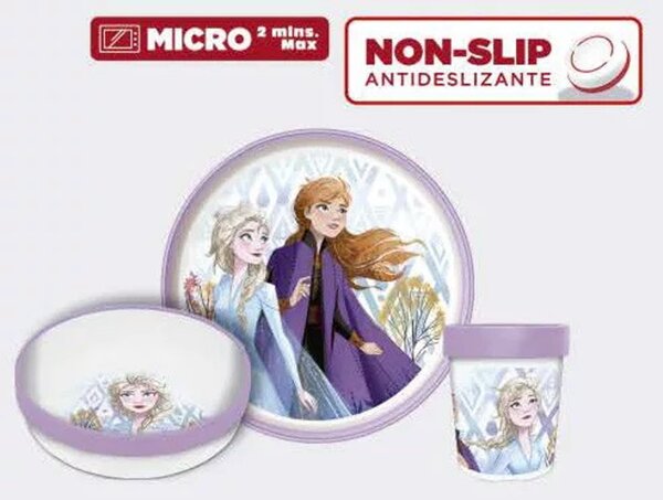 Sada plastového nádobí Ledové království - Frozen s kelímkem a protiskluzem - 3 díly
