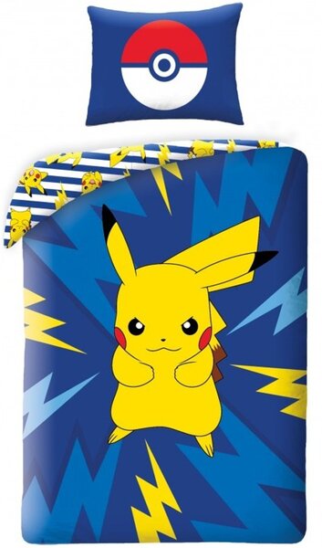 Bavlněné ložní povlečení Pokémon Pikachu - motiv Bleskový šok - 100% bavlna - 70 x 90 cm + 140 x 200 cm