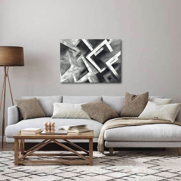 Abstraktní obraz krychlí (70x50 cm)