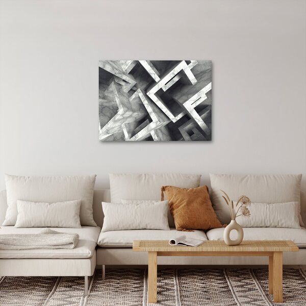 Abstraktní obraz krychlí (70x50 cm)