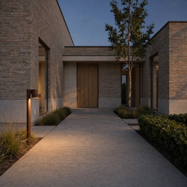 Lucande LED osvětlení cesty Elune, hnědé, IP44, výška 77 cm, Hnědá / rez, Hliník, Moderní