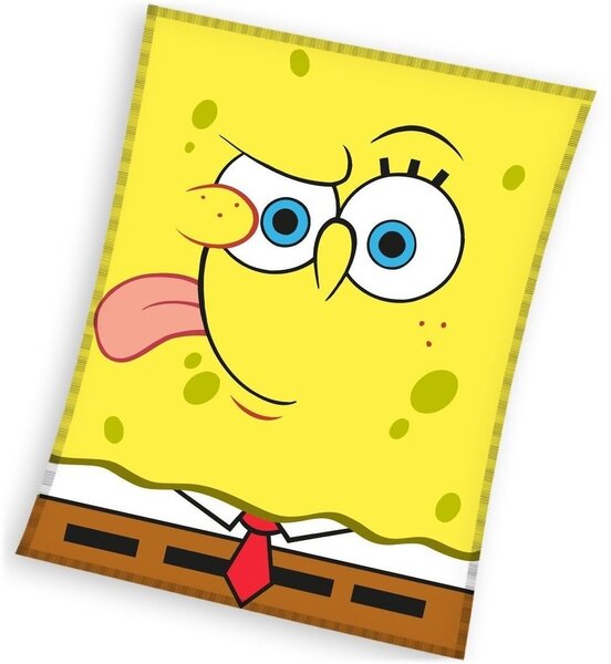 Velká coral fleece deka SpongeBob - motiv Emoji - 150 x 200 cm