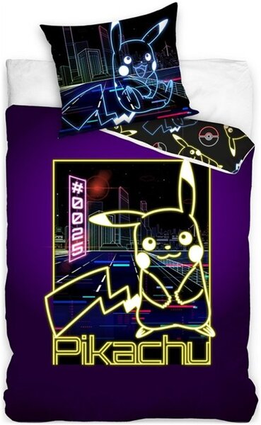 Bavlněné ložní povlečení Pokémon Pikachu - se svítícím efektem - 100% bavlna - 70 x 90 cm + 140 x 200 cm