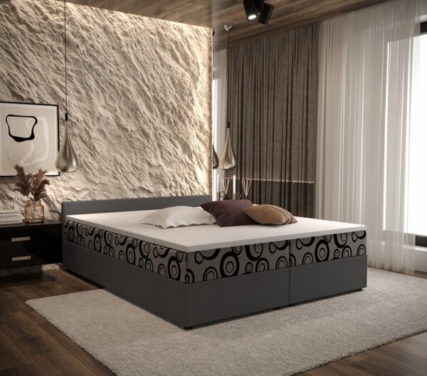 Čalouněná manželská postel JURAJ - 140x200, tmavě šedá