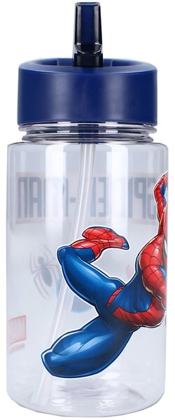 Plastová láhev na pití Spiderman s brčkem a ouškem - 450 ml