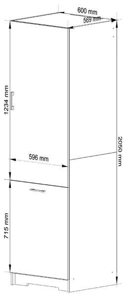 Ak furniture Skříň na vestavnou chladničku S 60cm Artus bílá/sonoma