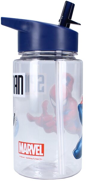 Plastová láhev na pití Spiderman s brčkem a ouškem - 450 ml