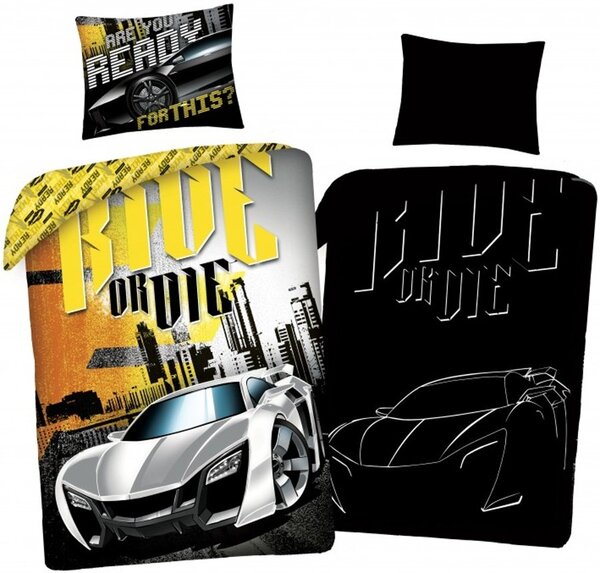 Bavlněné ložní povlečení Rychle a zběsile - Fast & Furious - se svítícím efektem - 100% bavlna - 70 x 90 cm + 140 x 200 cm