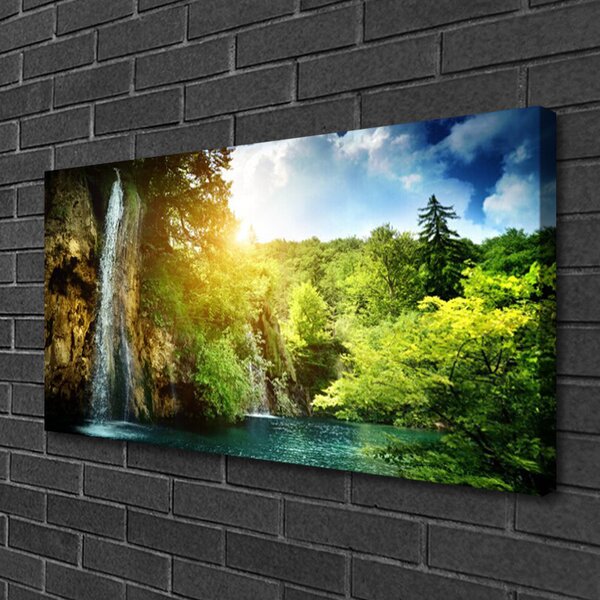 Obraz na plátně Vodopád Stromy Krajina 100x50 cm