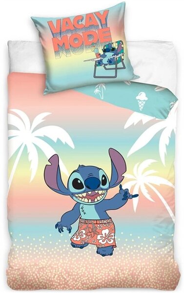 Oboustranné ložní povlečení Lilo & Stitch - motiv Dovolenkový režim - 100% bavlna - 70 x 90 cm + 140 x 200 cm
