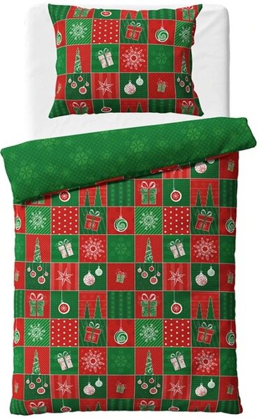 Bavlněné ložní povlečení - motiv Vánoční Patchwork - 100% bavlna renforcé - 70 x 90 cm + 140 x 200 cm