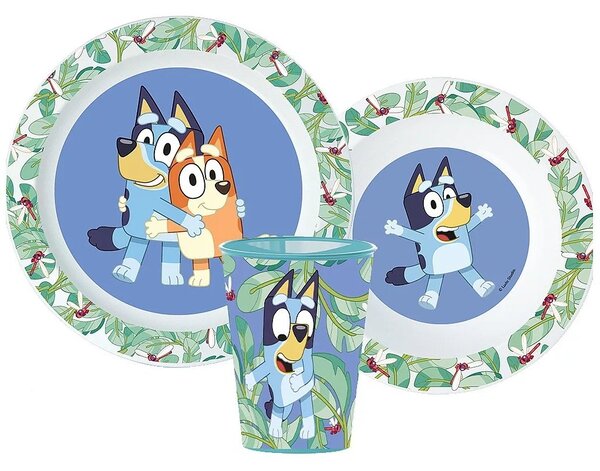 Sada plastového nádobí Bluey s kelímkem - 3 díly