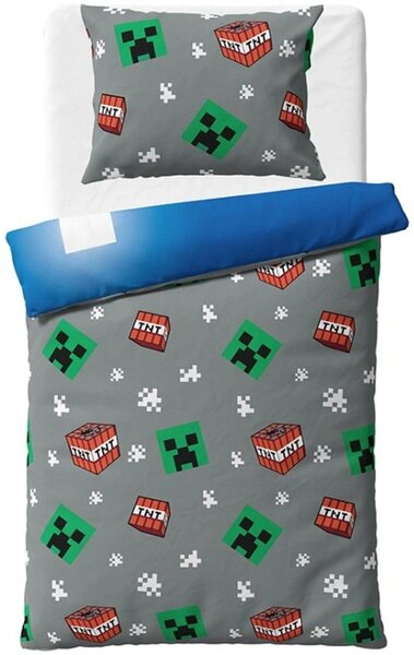 Oboustranné bavlněné ložní povlečení Minecraft Creeper Explode - 100% bavlna - 70 x 90 cm + 140 x 200 cm