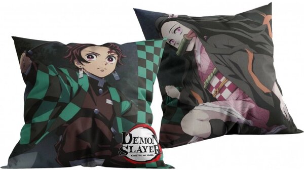 Oboustranný polštář Demon Slayer - motiv Tanjiro & Nezuko - 40 x 40 cm