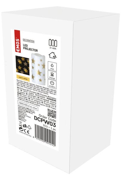Dekorativní LED projektor EMOS hvězdičky, 3x AAA, vnitřní, teplá bílá