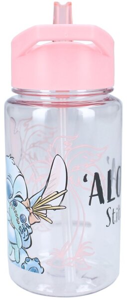 Dívčí plastová láhev na pití Lilo & Stitch s brčkem - 450 ml