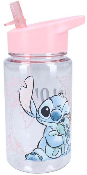 Dívčí plastová láhev na pití Lilo & Stitch s brčkem - 450 ml