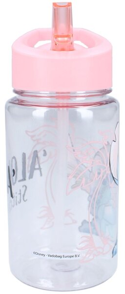 Dívčí plastová láhev na pití Lilo & Stitch s brčkem - 450 ml