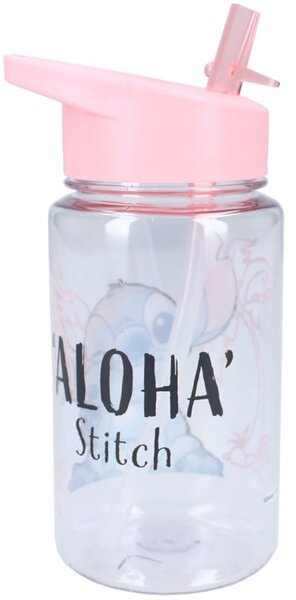 Dívčí plastová láhev na pití Lilo & Stitch s brčkem - 450 ml