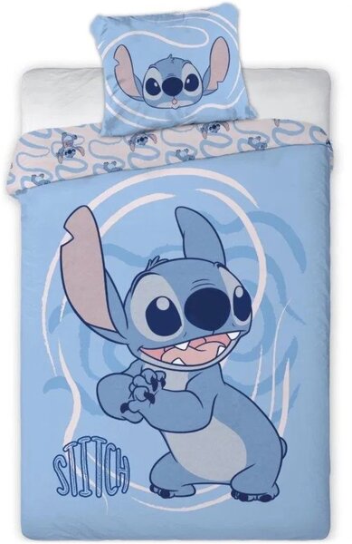 Bavlněné ložní povlečení Stitch v modré barvě pro kluky - 100% bavlna - 70 x 90 cm + 140 x 200 cm