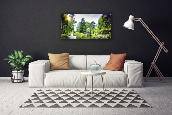 Obraz na plátně Les Vodopád Slunce Příroda 100x50 cm