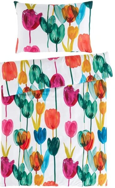 Saténové ložní povlečení Tulipi s velkými květy tulipánů - Bedtex Exclusive - 100% prémiová bavlna - 70 x 90 cm + 140 x 200 cm