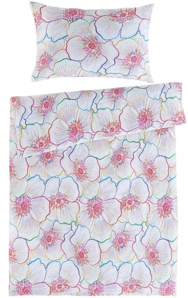 Saténové ložní povlečení Bloom s velkými květy ibišků - Bedtex Exclusive - 100% prémiová bavlna - 70 x 90 cm + 140 x 200 cm