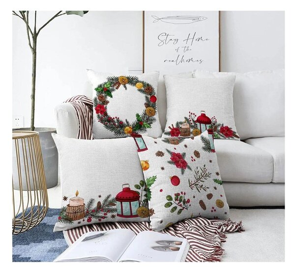 Povlaky na polštáře v sadě 4 ks s vánočním motivem 43x43 cm Merry Christmas – Mila Home