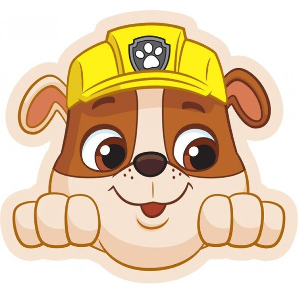 Tvarovaný 3D polštář Tlapková patrola - Paw Patrol - motiv Rubble - 41 x 41 cm