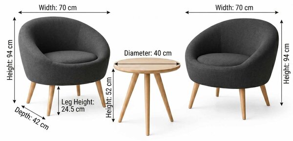 ASIR Křesla a konferenční stolek 3D CAY SETI antracit