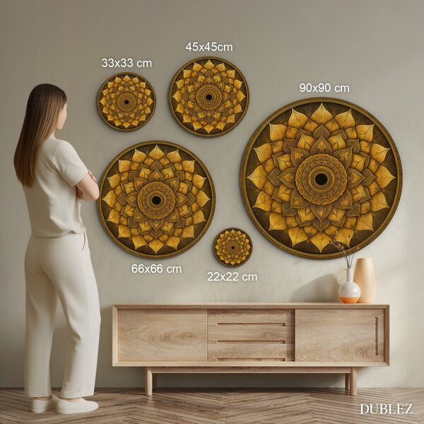 DUBLEZ | Nástěnná mandala - Zlatý lotos | UV tisk, Premium