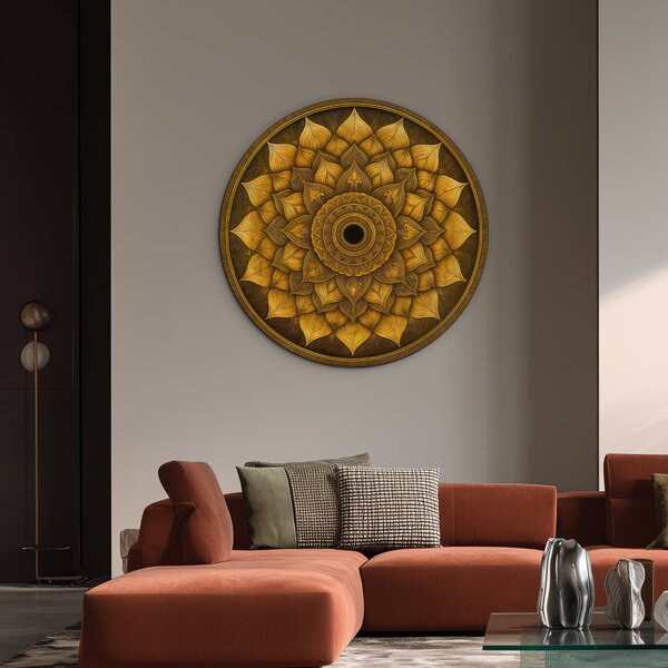 DUBLEZ | Nástěnná mandala - Zlatý lotos | UV tisk, Premium
